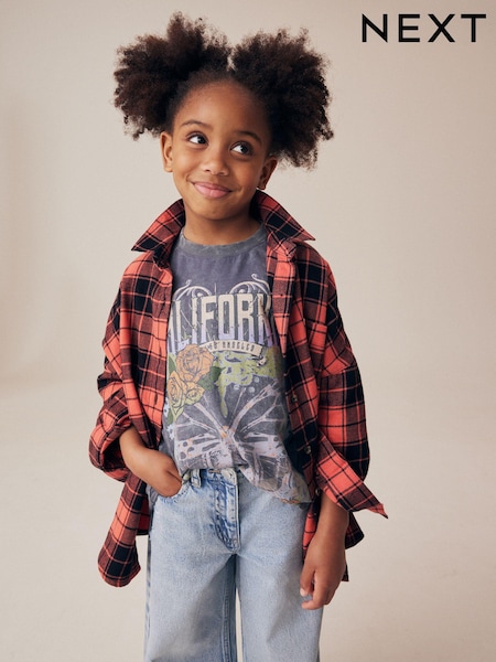 Red 100% Cotton Check Shirt And T-Shirt Set (3-16yrs) (K84250) | €7.50 - €10
