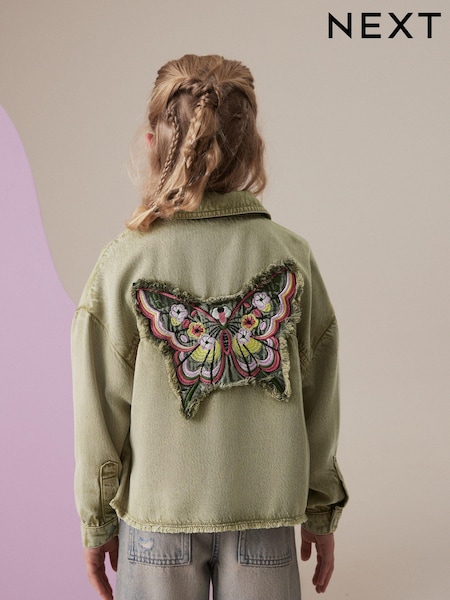 Khakigrün mit Schmetterlingsmuster - Embellished Shacket (3-16yrs) (K84254) | 10 € - 12 €