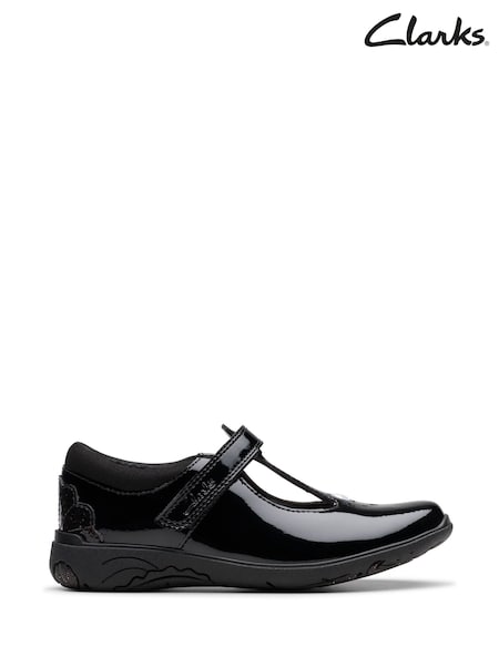 Clarks Black Standard Fit (F) Patent Relda Gem Shoes (K84267) | €61 - €66
