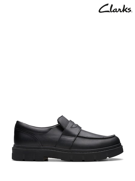 Clarks Black Standard Fit (D) Leather Lorcam Craft Shoes (K84311) | €74 - €79