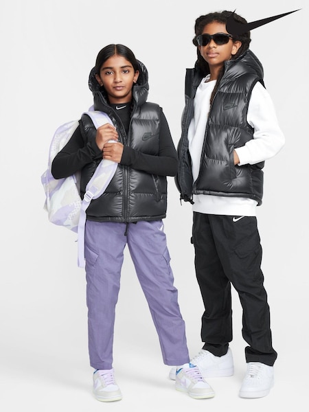 Nike Black Synthetic Fill EasyOn Therma-FIT  Loose Hooded Gilet (K84320) | €51