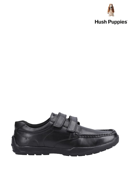 Black - Hush Puppies Maddox Touch Fastening Senior School Shoes