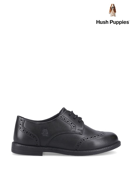 Black - Hush Puppies Ava Brogue Senior School Shoes