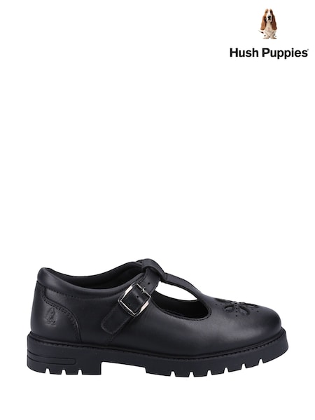 Black - Hush Puppies Fiona Junior School Shoes