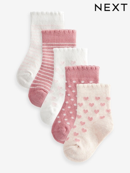 Pink Heart Stripe Baby Socks 5 Pack (0mths-2yrs) (K84561) | €8
