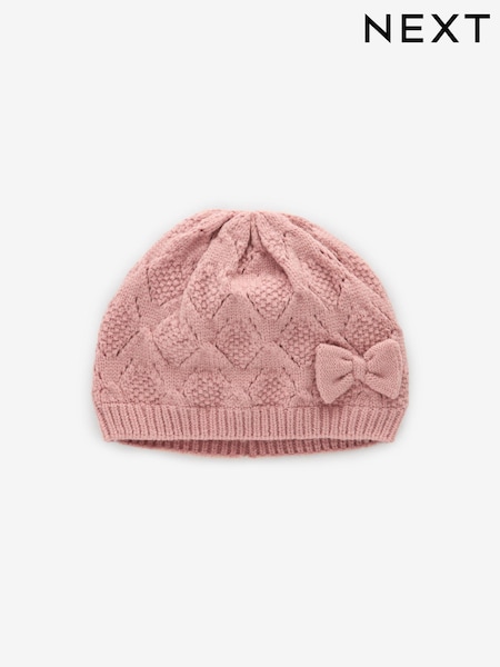 rožnata - Baby Pointelle Knitted Beanie (0mths-2yrs) (K84747) | € 5