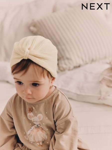 Cream Baby Knitted Turban Hat (0mths-3yrs) (K84768) | € 4