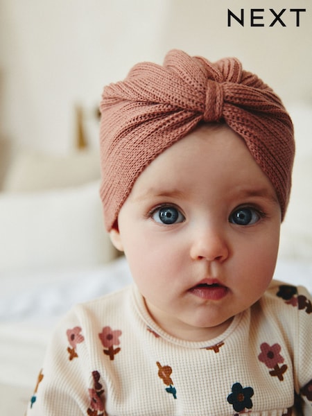 Pink Baby Knitted Turban Hat (0mths-2yrs) (K84769) | AED21