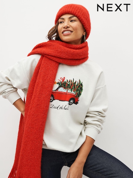 Ecru Graphic Christmas Sweatshirt (K84821) | €14