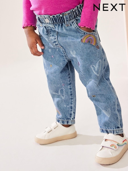Denim Heart and Rainbow Print 100% Cotton Jeans (3mths-7yrs) (K84830) | €10 - €11