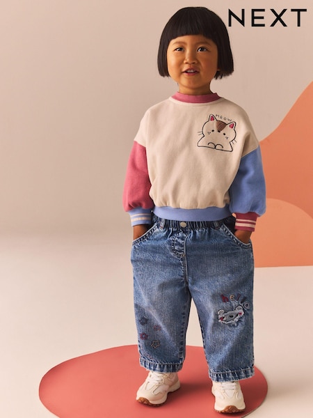 Denim 100% Cotton Sweatshirt and Jeans Set (3mths-7yrs) (K84884) | €12.50 - €13.50