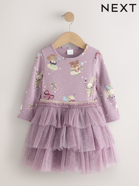 Ours Violet lilas - Robe en maille côtelée à manches longues (3mois -7an)