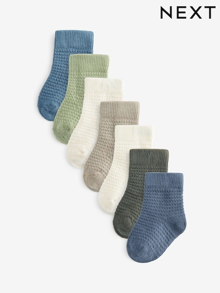 Blue/Green 7 Pack Baby Socks (0mths-2yrs) (K84940) | BGN 26