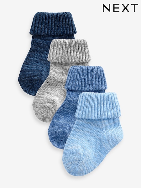 Blue/Grey Roll Top Baby Socks 4 Pack (0mths-2yrs) (K84945) | €9