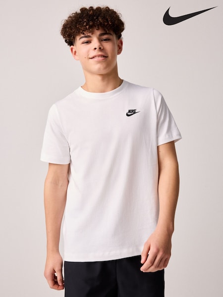 Alb - Tricou Nike Club 100% bumbac (K84962) | 112 LEI