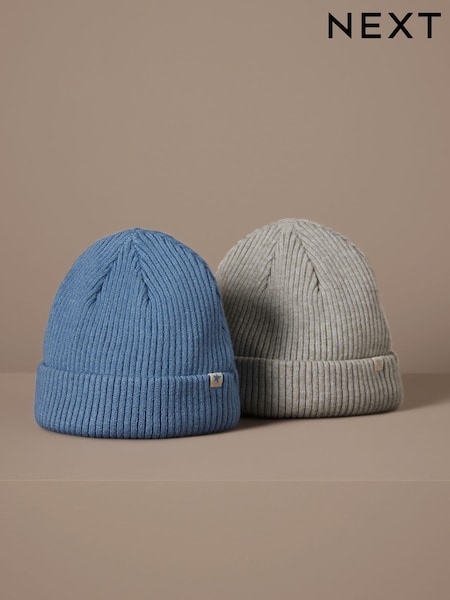 Blau/Grau - Baby Beanie Hats 2 Pack (0mths-2yrs) (K85077) | 8 €
