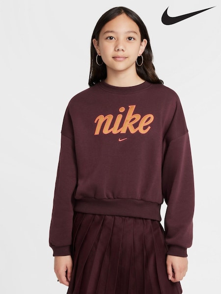 Roșu vișiniu - Hanorac boxy Nike Club Fleece (K85087) | 143 LEI