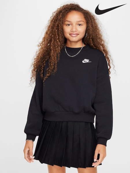 Nike Black Club Fleece Boxy Crewneck Sweatshirt (K85200) | €44