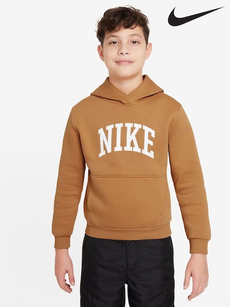 Nike Brown Club Varsity Logo French Terry Hoodie (K85204) | €35