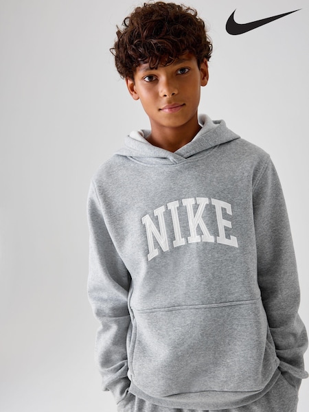 Gri - Hanocă cu capotă Nike Club Varsity Logo French Terry (K85213) | 158 LEI