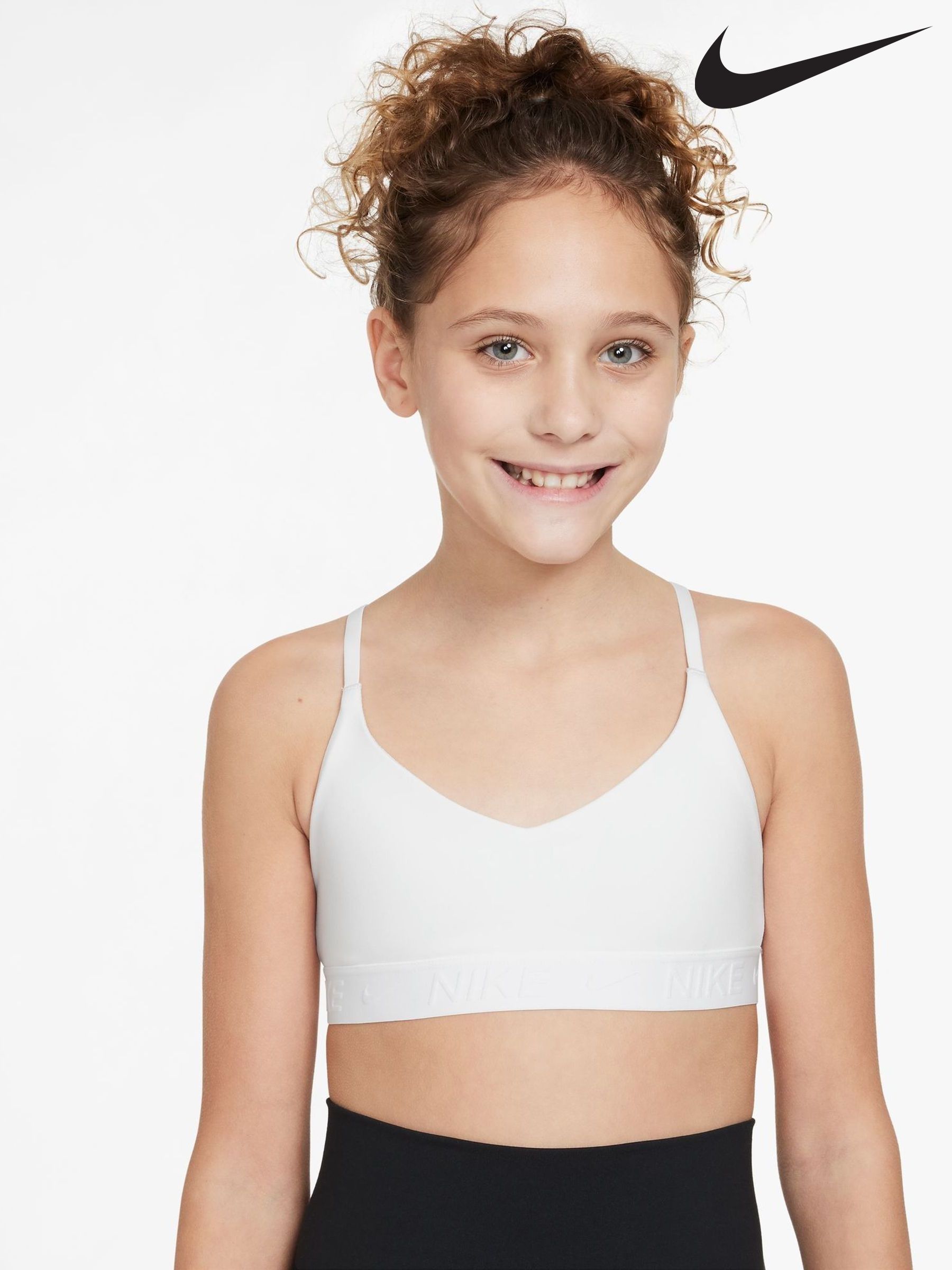 nike white strappy sports bra