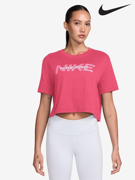 Živo roza - Nike Pro Short-Sleeve Cropped T-Shirt (K85242) | € 26