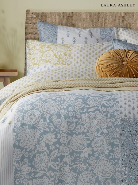 Laura Ashley Set of 2 Pale Seaspray Laurissa Patchwork 100% Cotton Pillowcases (K85257) | €33