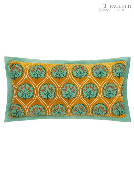 Riva Paoletti OchreMarine Casa Embroidered Cotton Velvet Cushion (K85344) | €45