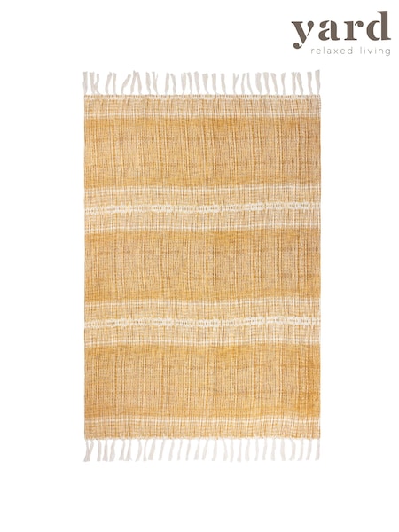 Yard Cumin Yellow Sono Ink Abstract Fringed Throw (K85372) | €53