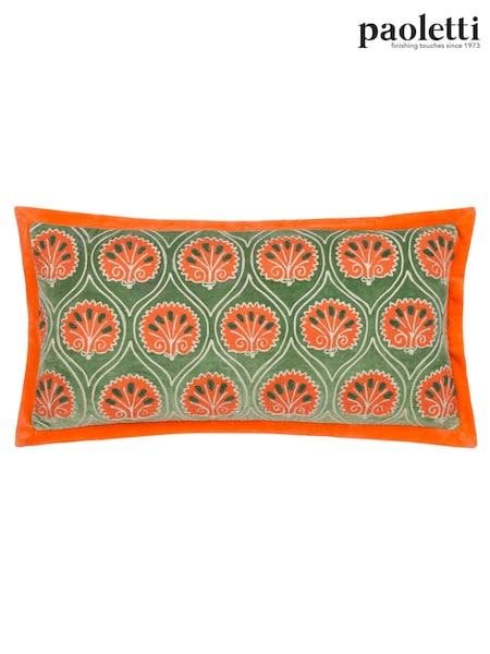 Riva Paoletti PeridotOrange Casa Embroidered Cotton Velvet Cushion (K85390) | €45
