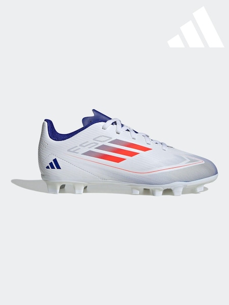 adidas White/Blue/Red F50 Kids Club Flexible Ground Football Boots (K85483) | €50
