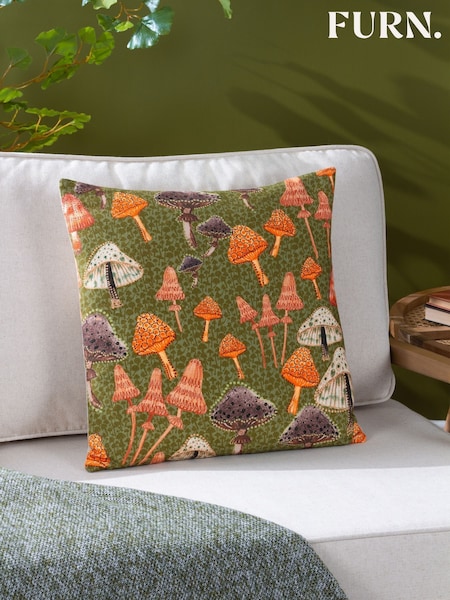 Furn Green 100% Cotton Mushroom Fields Abstract Cushion (K85494) | R$ 215