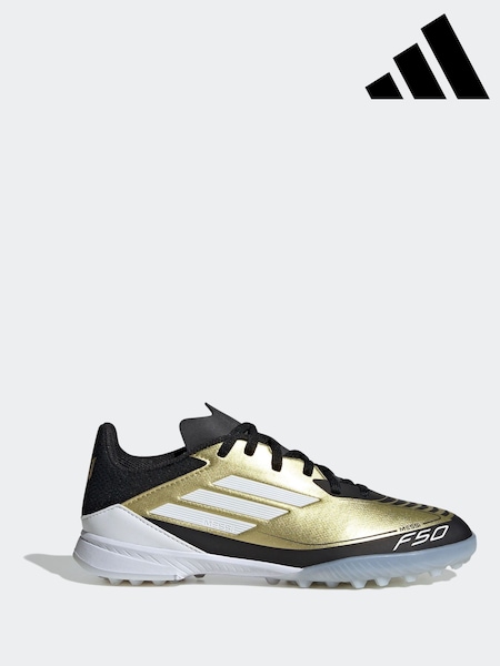 adidas Gold/White Kids F50 League Messi Turf Boots (K85532) | €33