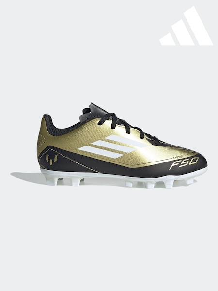 adidas Gold/White Messi F50 Kids Club Flexible Ground Football Boots (K85535) | AED102