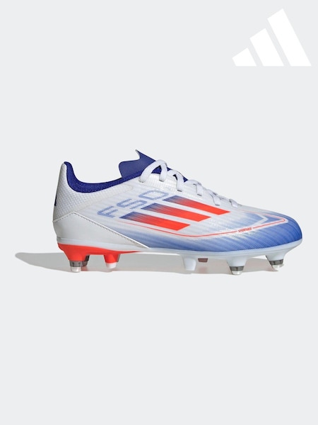 adidas White/Blue/Red Kids F50 League Turf Football Boots (K85543) | LEI 208