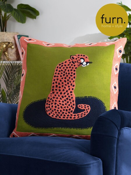 Furn 100% Cotton Cheetah Embroidered Cushion (K85555) | 50 €