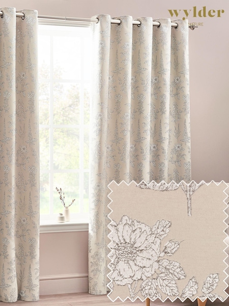 Wylder Natural Sophia Floral Jacquard Eyelet Curtains (K85583) | €76 - €198