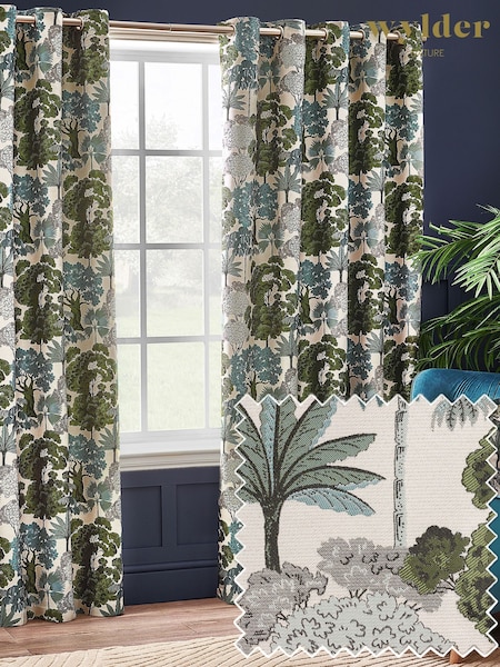 Wylder Green Woodlands Floral Jacquard Eyelet Curtains (K85584) | €84 - €204
