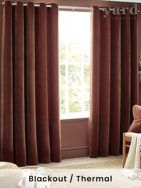 Yard Heavy Chenille Velvet Room Darkening Eyelet Curtains (K85615) | €102 - €260
