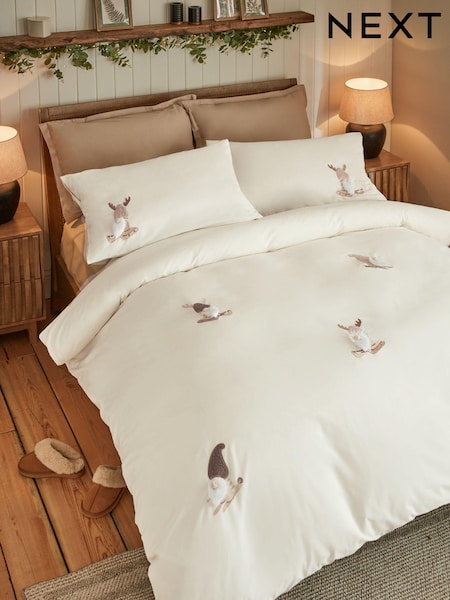 Natural Tufted Christmas Gonks Duvet Cover and Pillowcase Set (K85651) | €32 - €60
