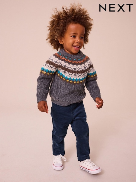 Grey Fairisle Pattern Knitted Jumper (3mths-7yrs) (K85724) | €4 - €5