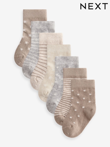 Neutral star stripe 7 Pack Rib Baby Socks (0mths-2yrs) (K85835) | R$ 80