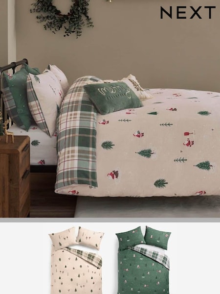 2 Pack Green Santa Christmas Reversible Duvet Cover and Pillowcase Set (K85884) | €18 - €46