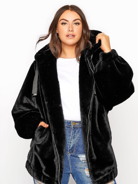 Yours Curve Black Faux Fur Jacket (K86024) | €47.50