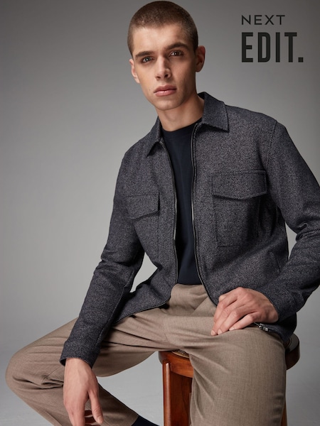 Blue Marl EDIT Jersey Shacket (K86172) | $70