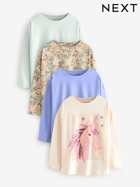 Multicolor con unicornio - Long Sleeve T-Shirts 4 Pack (3-16yrs) (K86174) | 30 € - 39 €