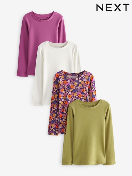 zelena/Vijolična - Rib Long Sleeve Tops 4 Pack (3-16yrs) (K86201) | € 19 - € 25