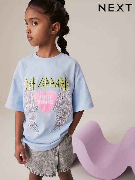 Blue 100% Cotton Def Leppard Band License Oversized T-Shirt (3-16yrs) (K86258) | €9 - €13