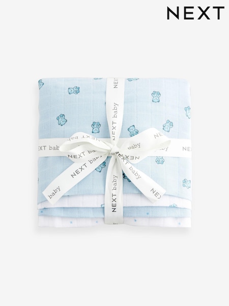 Oso azul - Baby Muslins 100% Cotton Cloths 4 Pack (K86278) | 14 € - 17 €