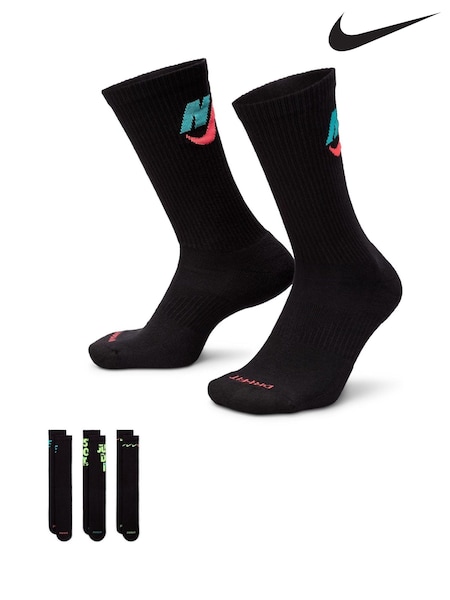 Nike Black Everyday Plus Cushioned Crew Socks 3 Pack (K86307) | €22.50